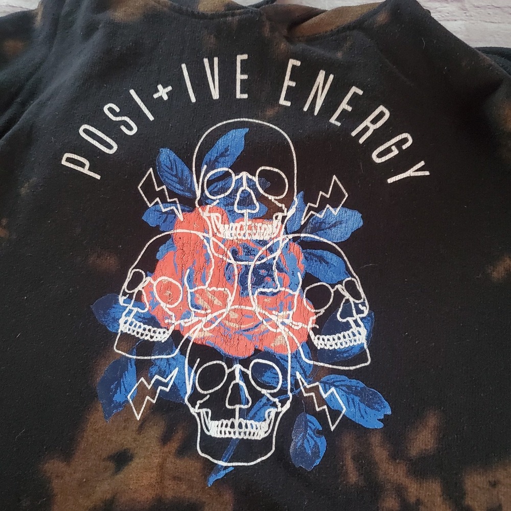 Chemistry Hoodie Brown Tie Dye Skull Positive Energy Hooded Sweatshirt Medium